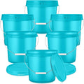 6 Pack 2 Gallon Plastic Bucket with Lid Sky Blue - Multipurpose Sturdy