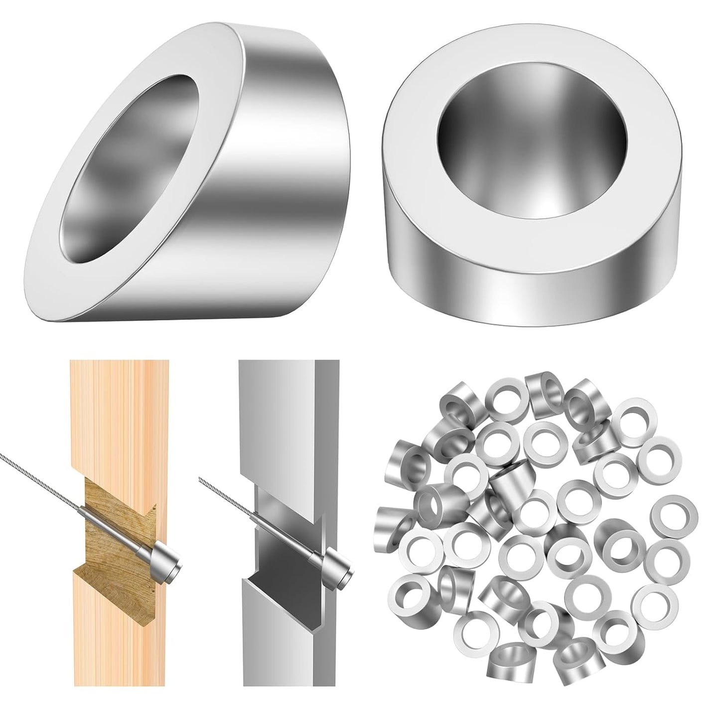 30 Degree Angle Washers for Cable Railing Posts - 30 Pack