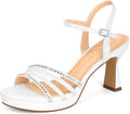 Women's Platform Heels Sparkly Rhinestone Open Toe Ankle Strap - 3in