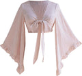 Women's Boho Tie Front Bell Sleeve Top - Western Country (Style KRSJ)