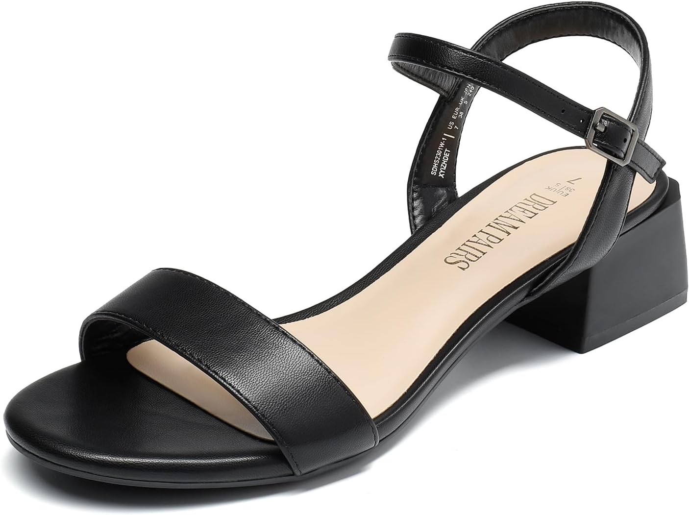 DREAM PAIRS Women's Classic Open Toe Ankle Strap Block Heels