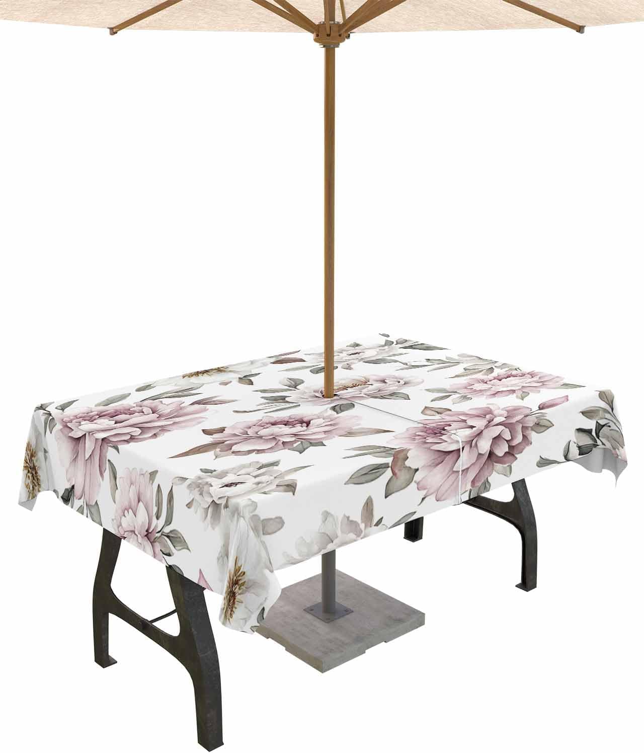 Waterproof Pink Floral Tablecloth for Romantic Outdoor Dining