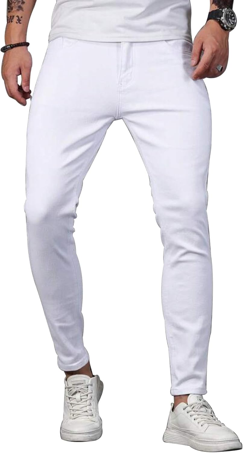 HUNGSON Skinny Jeans for Men Stretch Slim Fit Ripped Distressed