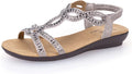 VJH confort Womens Flat Sandals - Comfortable Rhinestone Slip-On high