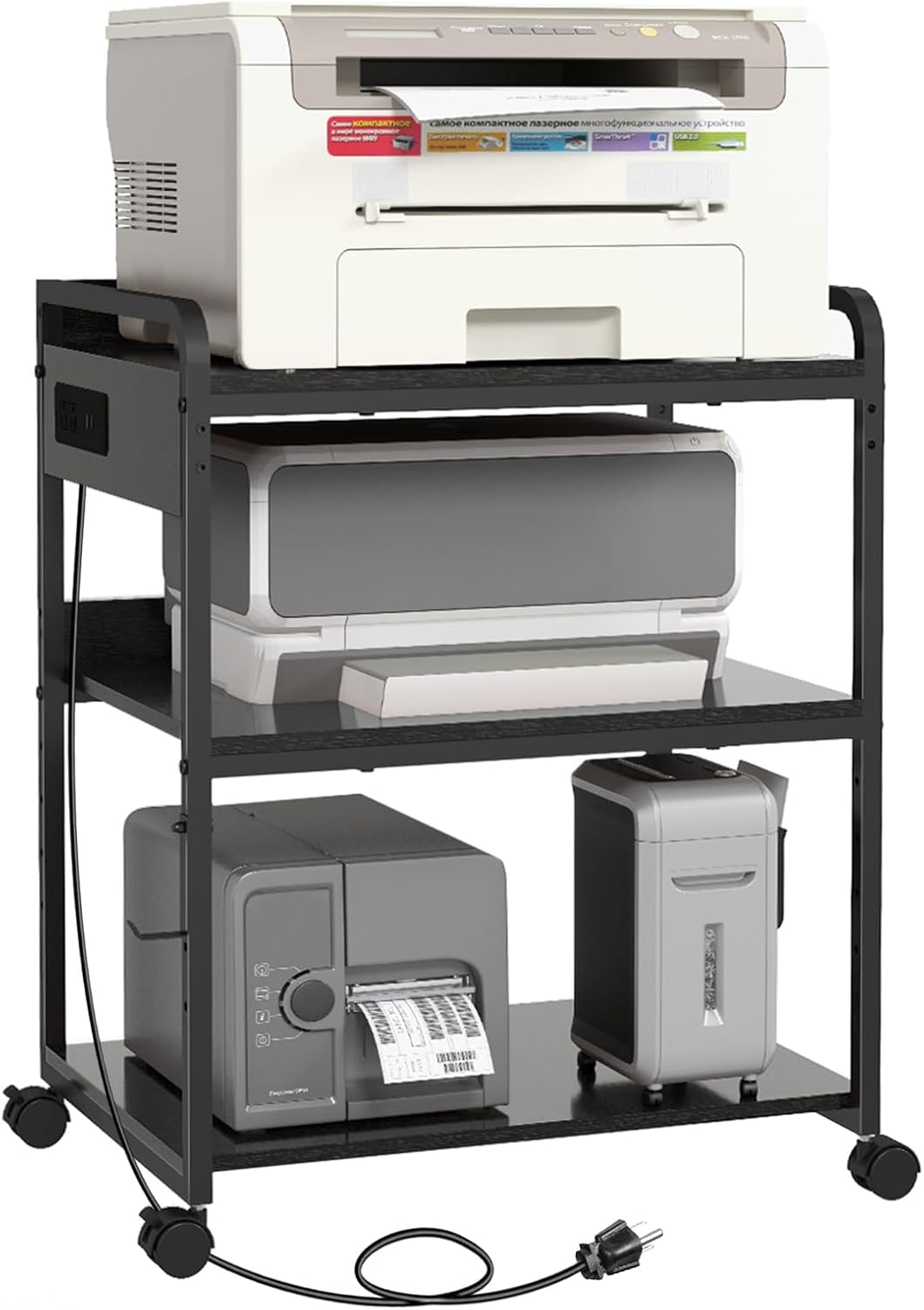 Portable 3-Tier Printer Stand with Charging Station by Livofloral