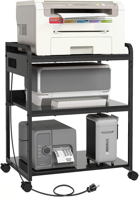 Portable 3-Tier Printer Stand with Charging Station by Livofloral