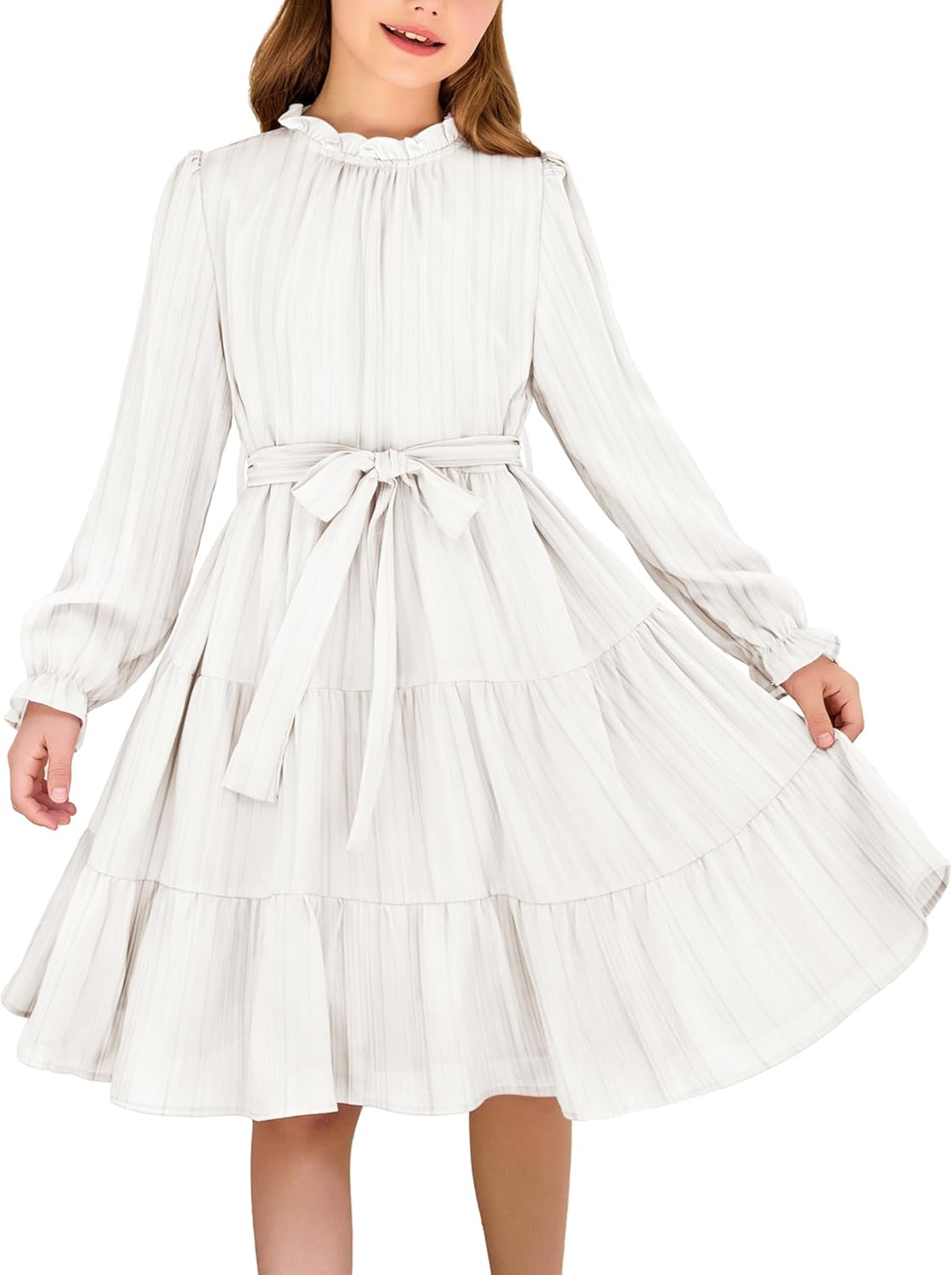 Arshiner Girls Long Sleeve Dress for Fall Formal Parties