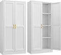 Kitchen Pantry Cabinet 60 White Metal Pantry Storage - Tall Steel