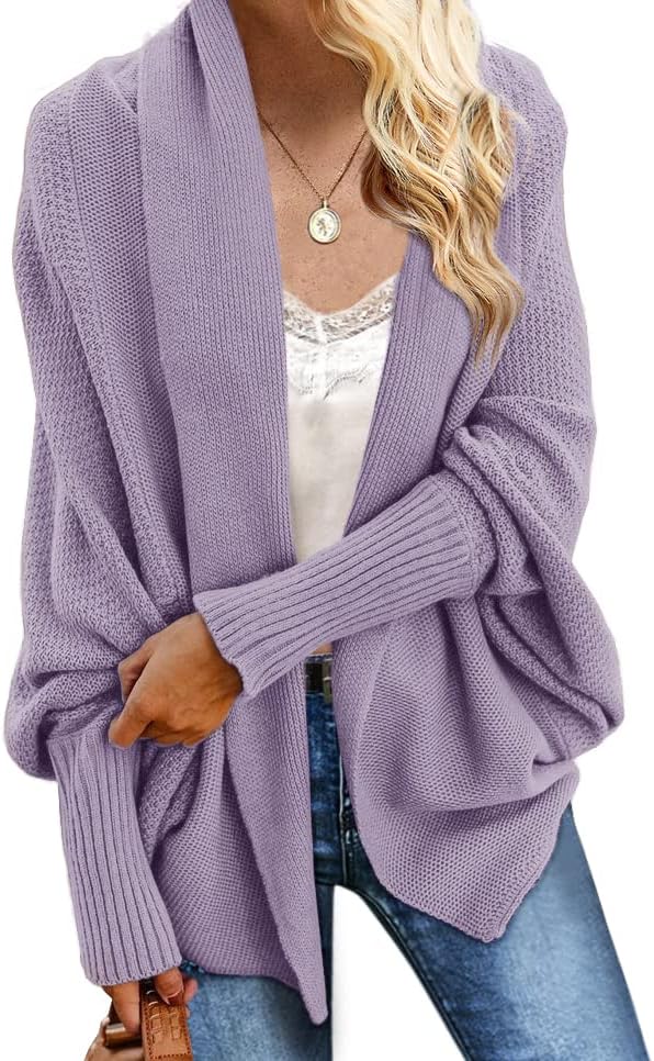 Imily Bela Women's Kimono Batwing Cable Knitted Cardigan Sweater