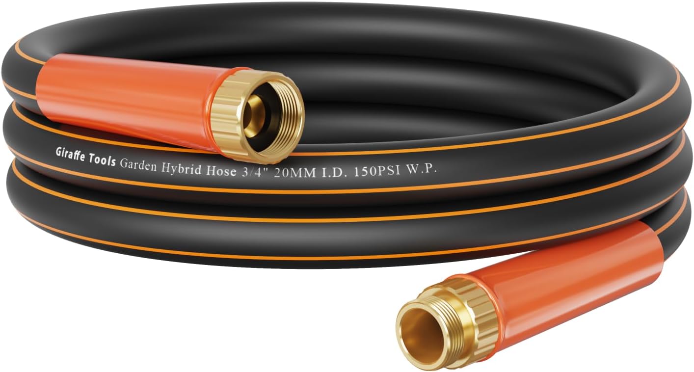Giraffe Tools Heavy Duty 12ft Garden Hose with Swivel Handle