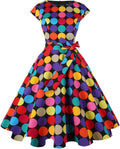 PUKAVT Women's 1950 Boatneck Cap Sleeve Vintage Swing Dress can