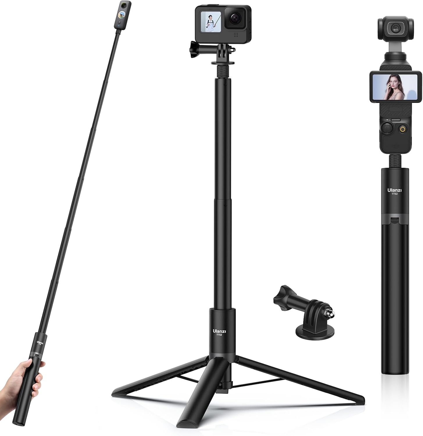 59in Invisible Selfie Stick Tripod for Insta360 and DJI Osmo