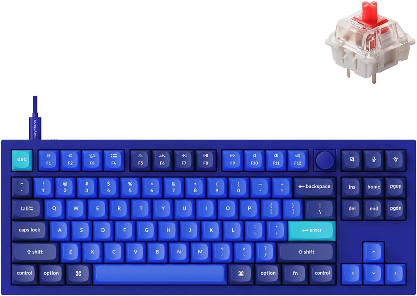 Keychron Q3 Wired Custom Mechanical Keyboard with Hot-swappable Gateron G Pro Red Switch
