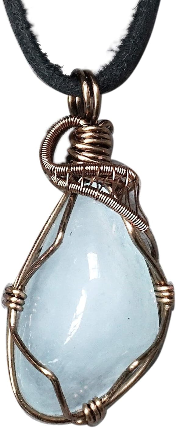 Men's Birthstone Crystal Necklace - Unique Aquamarine Design