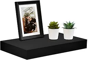 WELLAND 16 inch Black Mission Floating Shelves for Wall Decor
