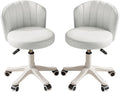 Small PU Leather Rolling Vanity Chair 300lbs Capacity - Compact Swivel