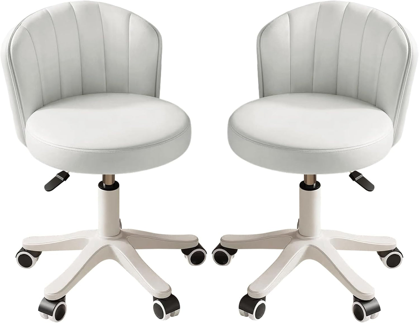 Small Round Rolling Desk Chair for Comfy Vanity and Work