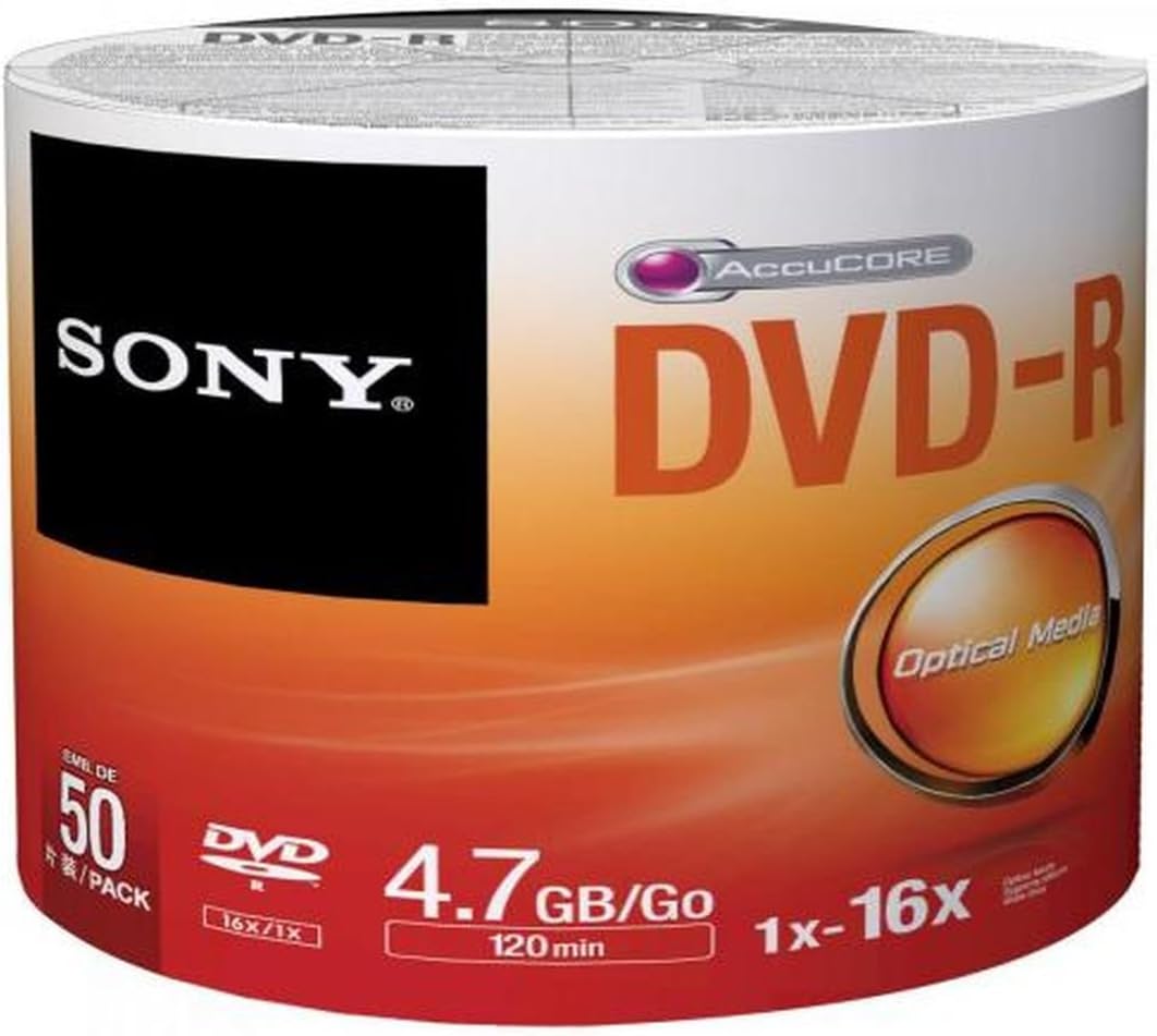 Sony DVD-R 16x 50 Pack for High-Quality Data Storage