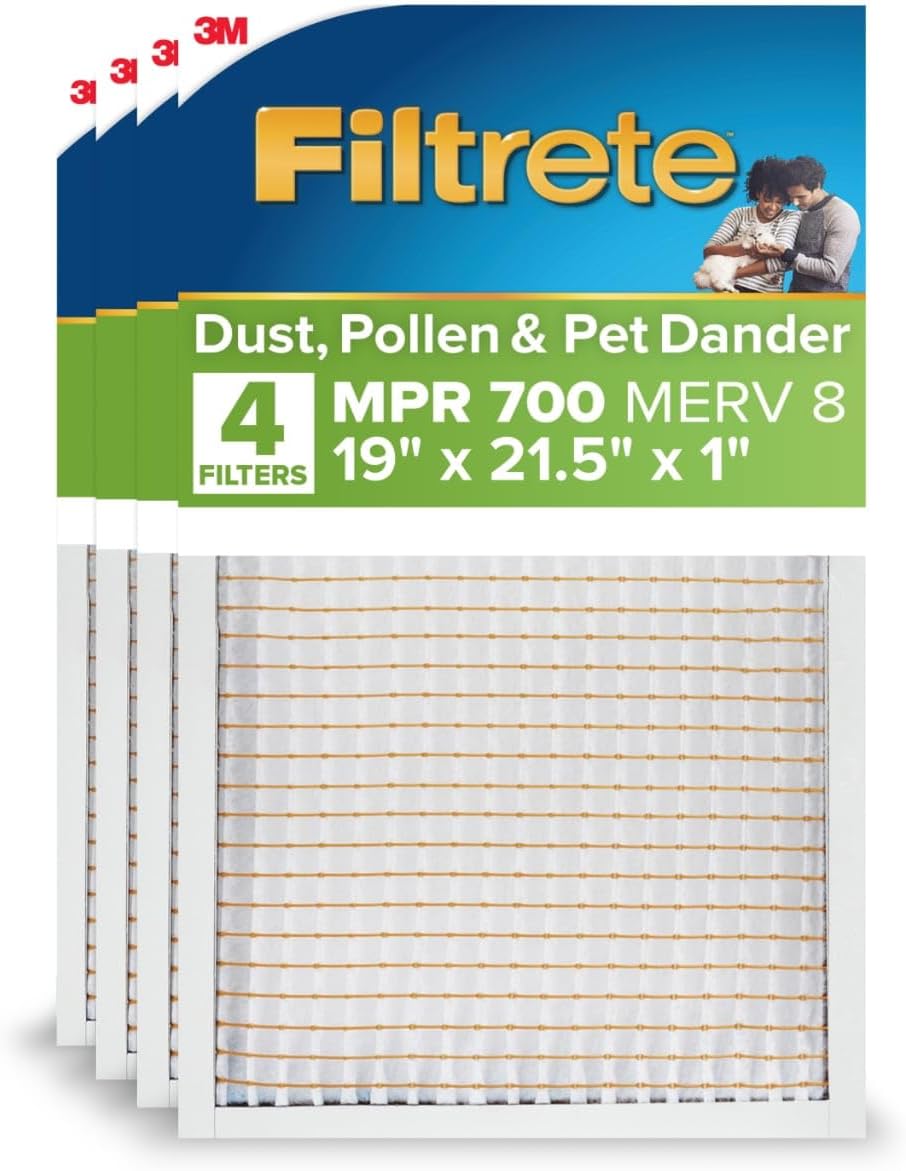Filtrete 19x21.5x1 AC Furnace Air Filter, MERV 8, 4-Pack