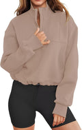 LEEDYA Womens Long Sleeve Half Zip Sweatshirt - Cropped Casual Fit