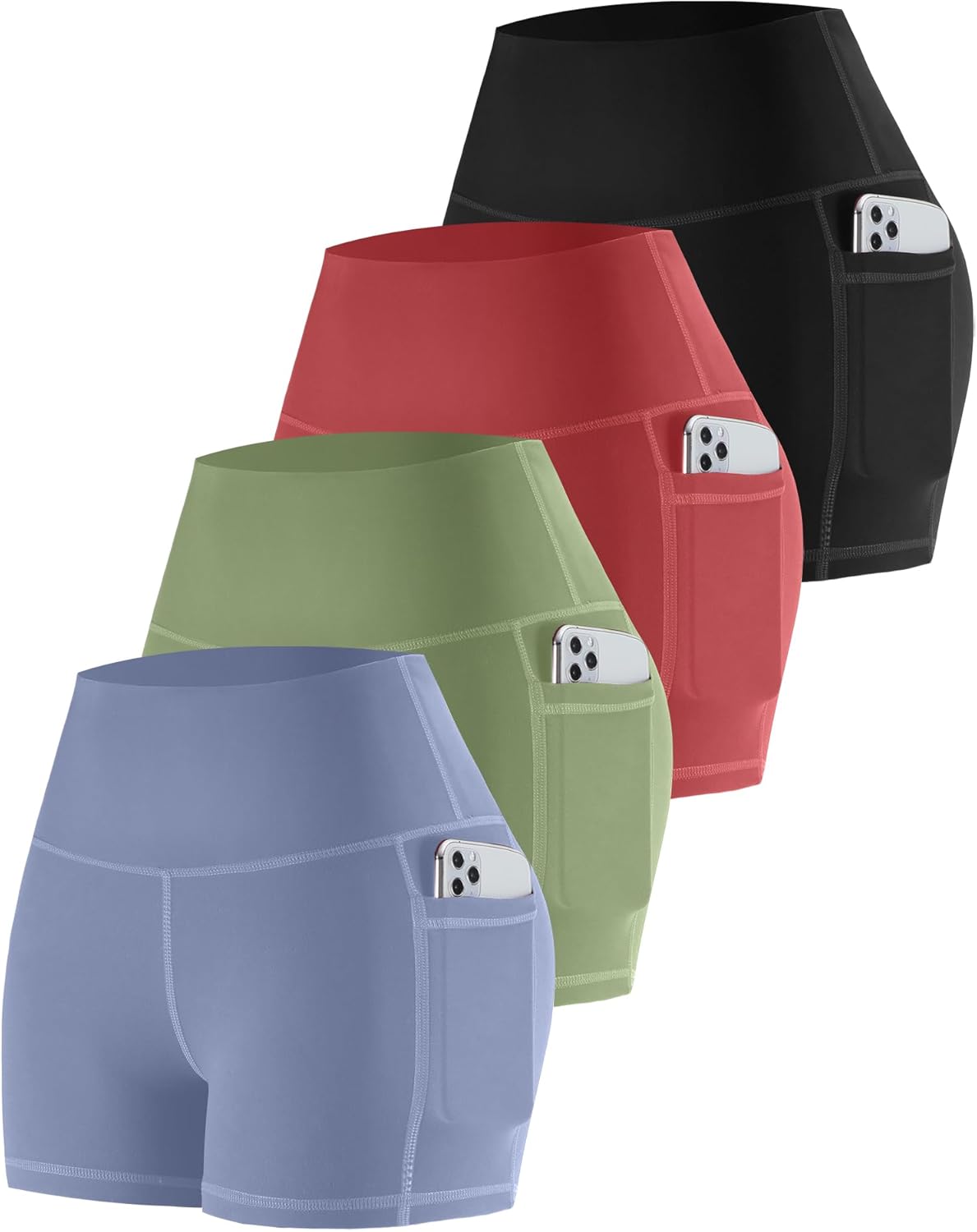CHRLEISURE Womens Biker Yoga Shorts with Pockets for Comfort
