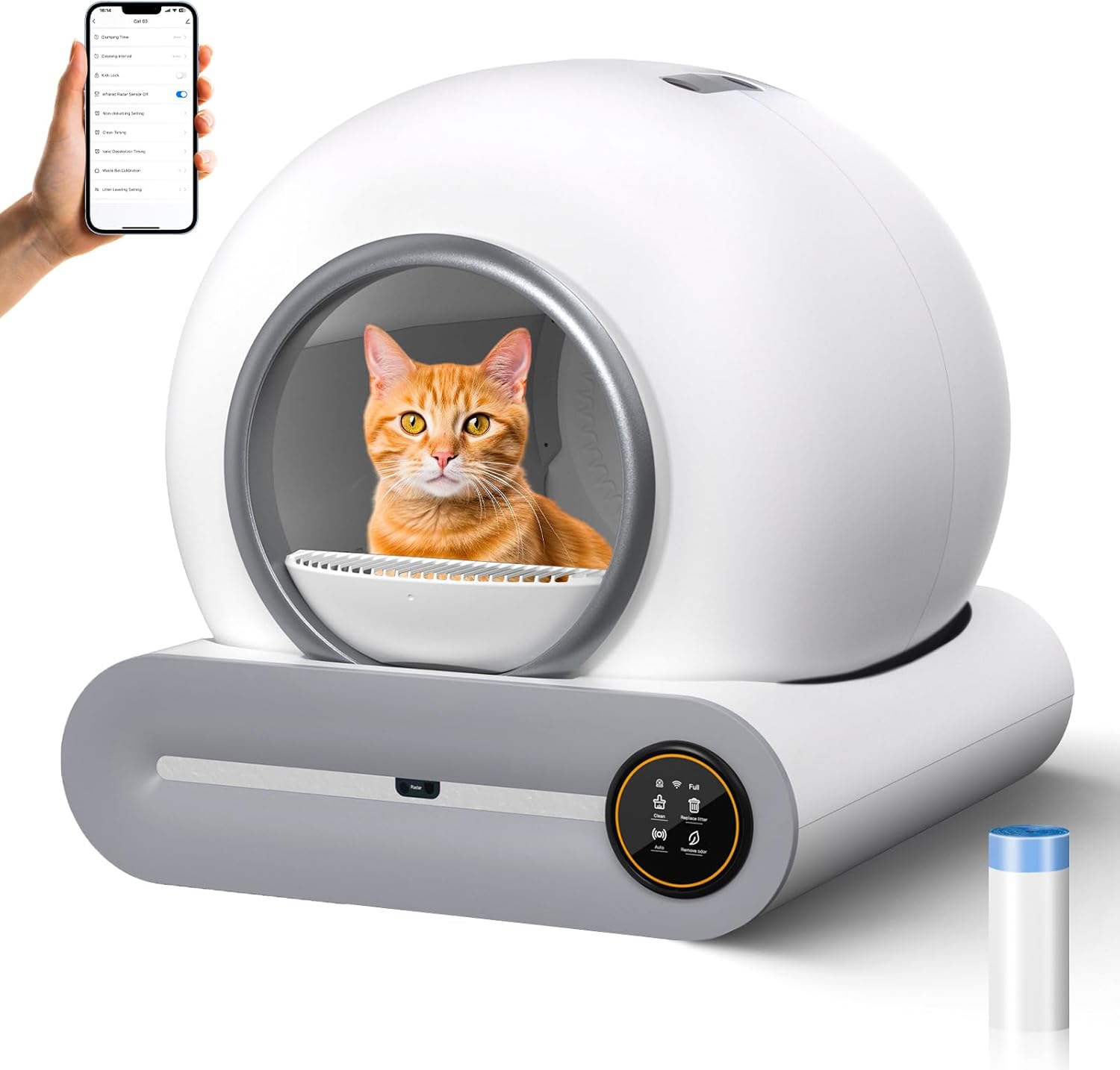 HERVIGOUR Smart Self-Cleaning Cat Litter Box - No Scooping, App Control!