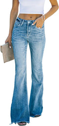 KUNMI Women's Flare Bell Bottom Jeans High Waisted Wide Leg Stretchy