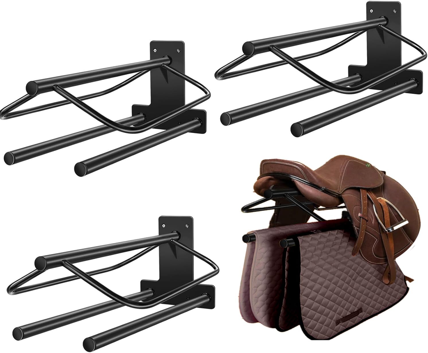 Wall Mounted Heavy Duty Saddle Rack Set