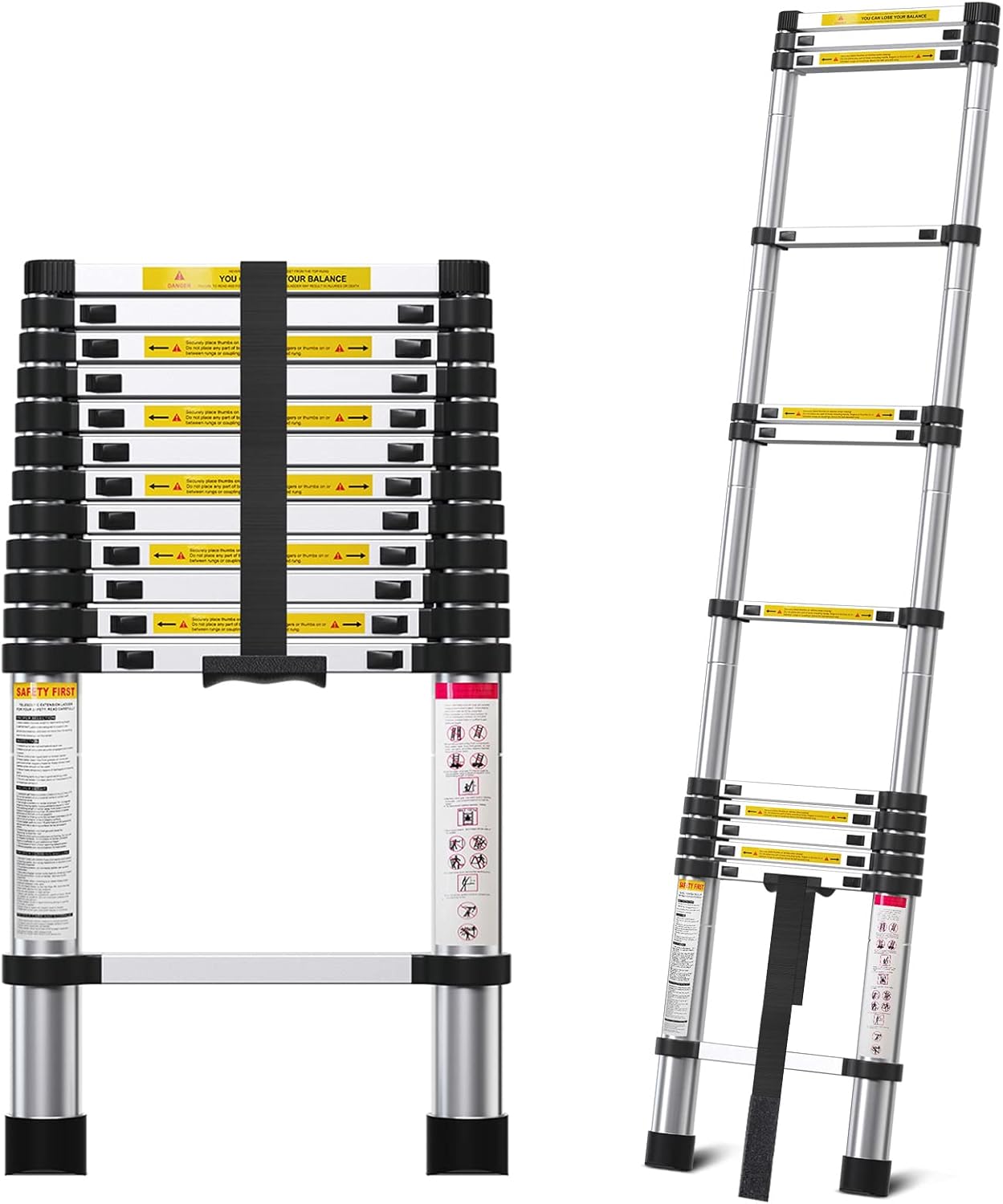 12.5FT Telescoping Ladder - Multi-Purpose Adjustable Ladder