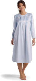 Miss Elaine Long Nightgown in Brushed Back Satin for Comfort