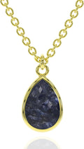 Genuine Gemstone Necklace for Women - Dainty Blue Sapphire Pendant