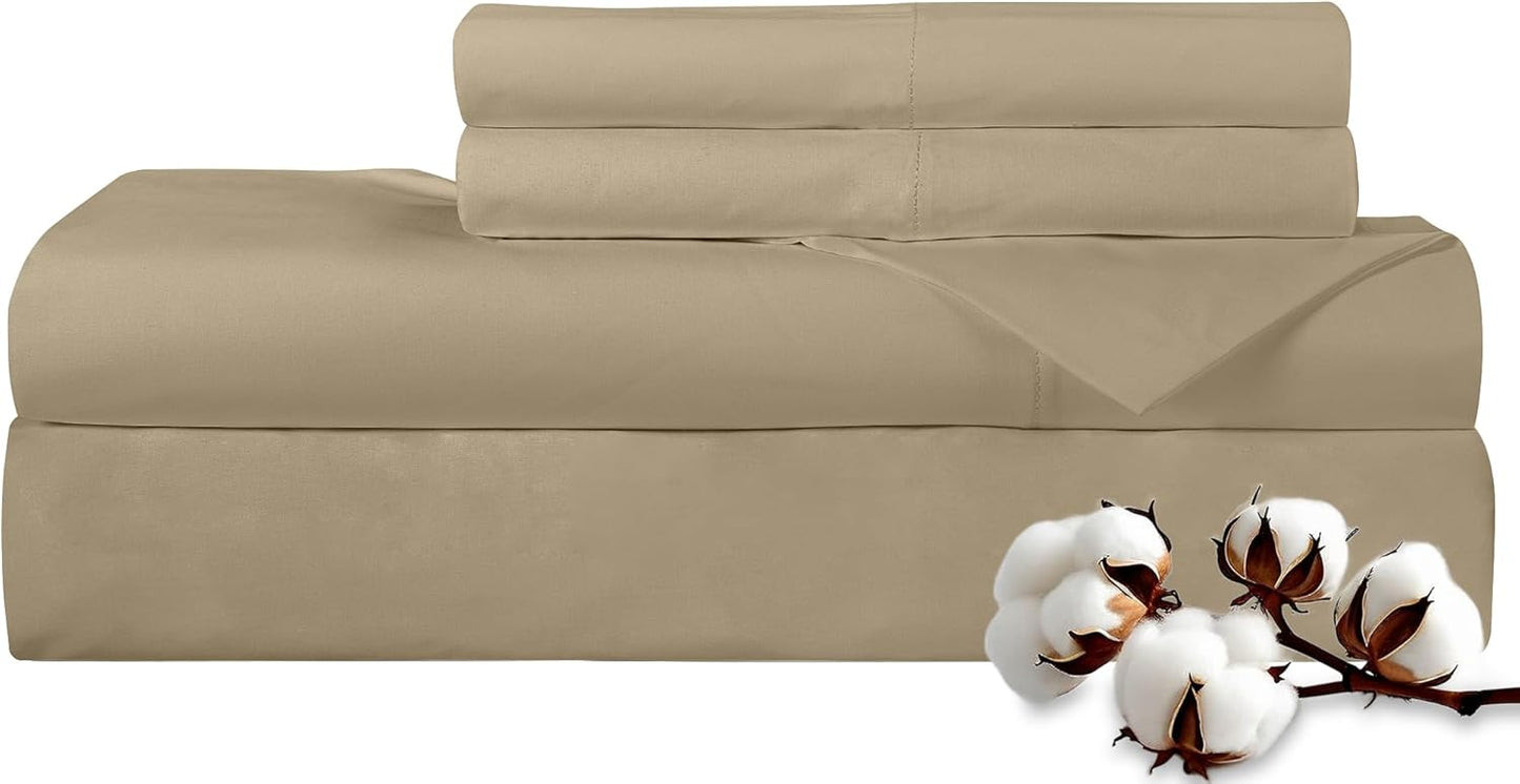 300 Thread Count King Bed Sheet Set by Royale Linens - Beige