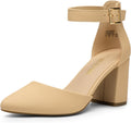 DREAM PAIRS Women's Closed Pointed Toe Chunky Heel Pumps - Comfortable