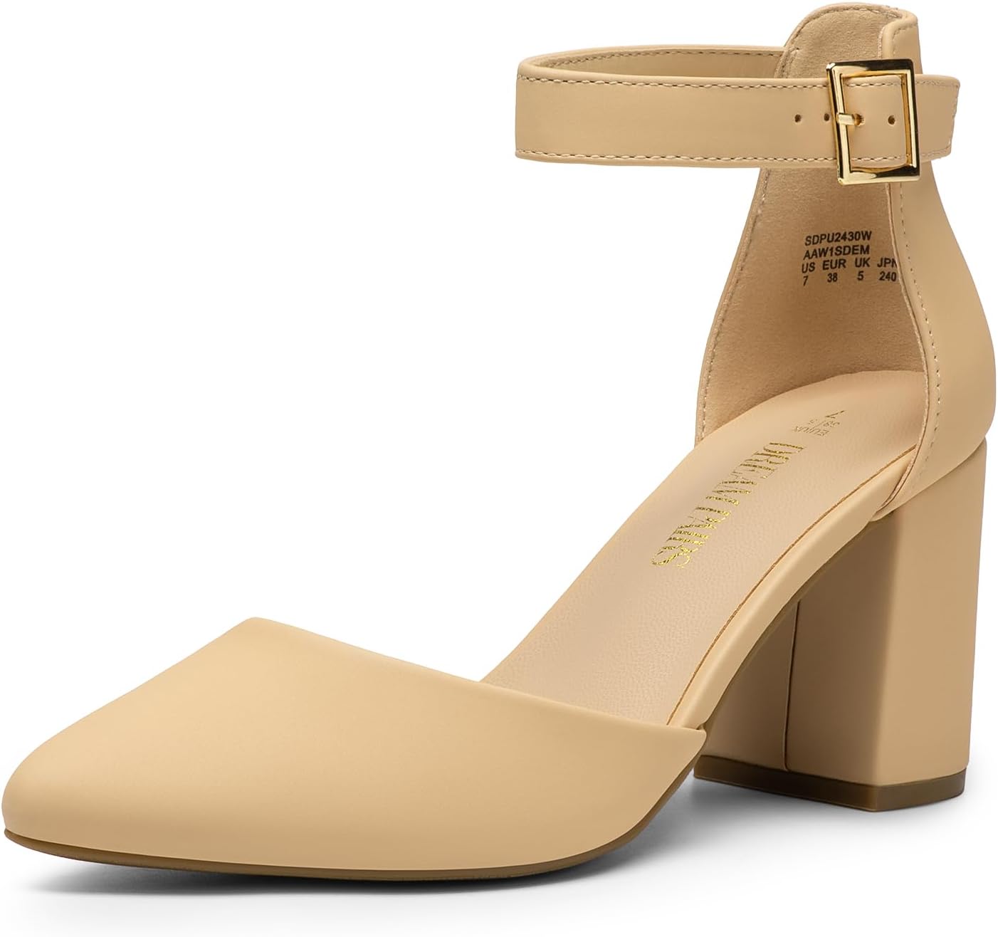 DREAM PAIRS Women's Closed Pointed Toe Chunky Heels Pumps