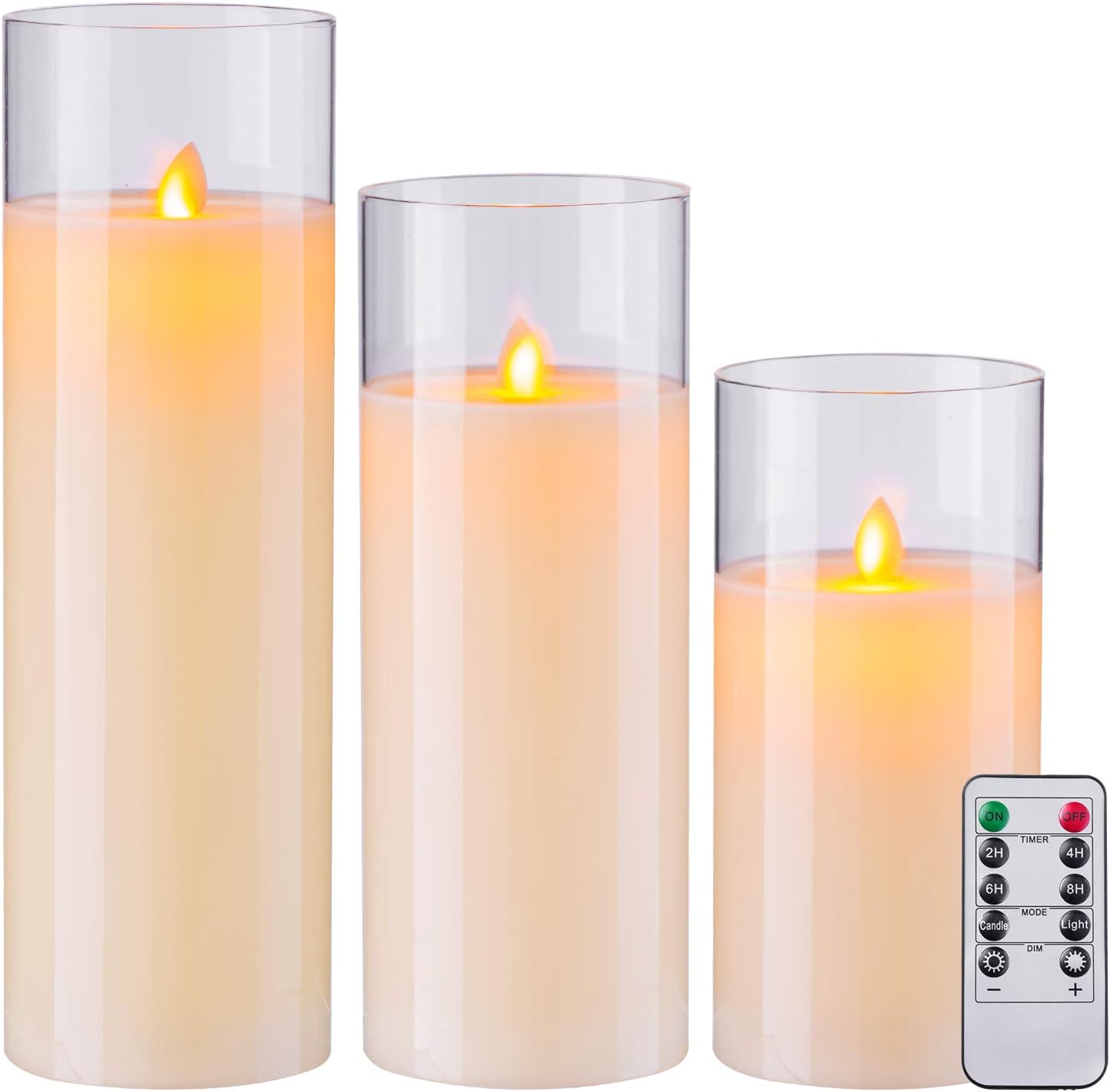 Pack of 3 Flameless Candles with Remote Control for Home Decor
