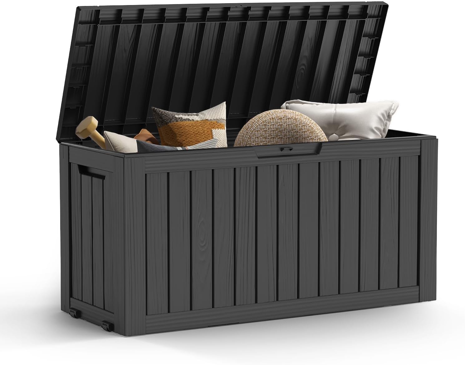 72 Gallon Outdoor Storage Box for Cushions and Tools, Black