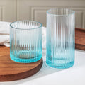 Ribbed Drinking Glasses Set of 8 for Parties and Everyday Use