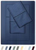 500 TC Queen Size Dark Blue Cotton Sateen Bed Sheet Set - Soft Luxury