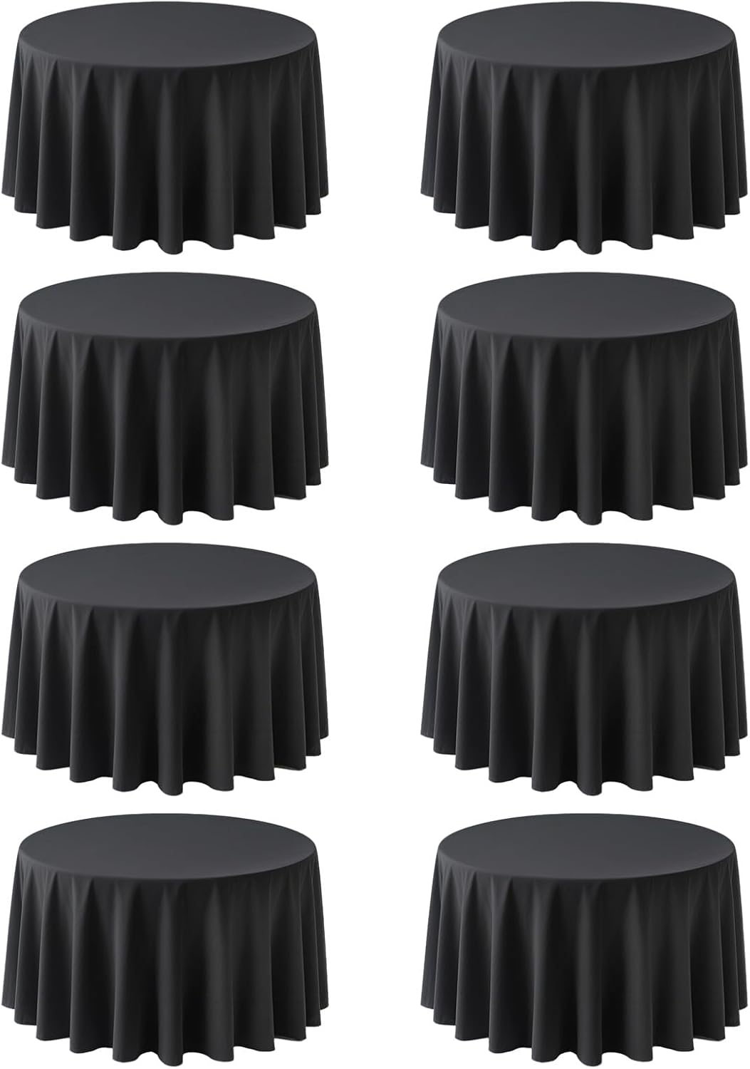 8 Pack 120 Inch Black Round Tablecloths for Elegant Events