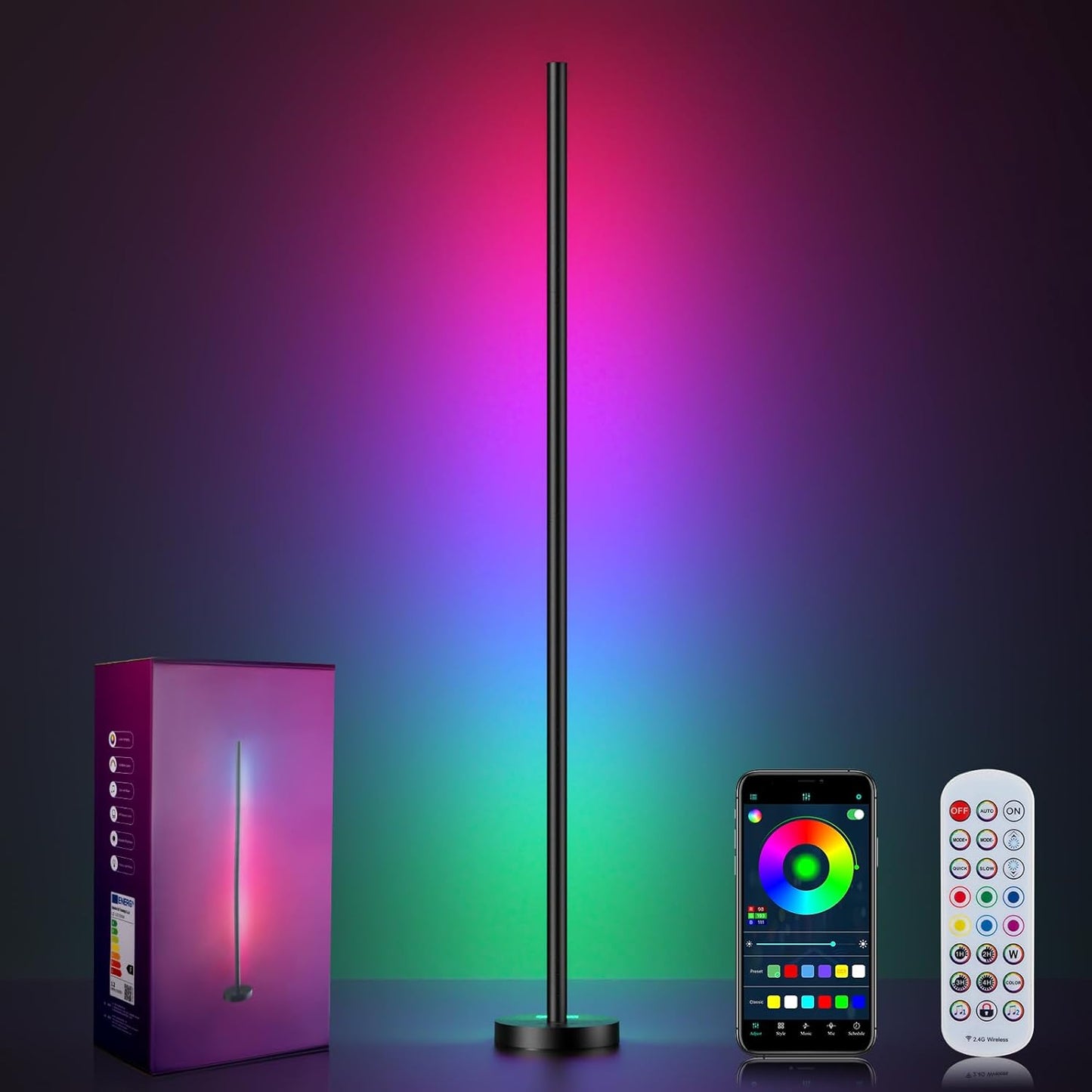 RGBICW Corner Floor Lamp with App Control for Custom Lighting