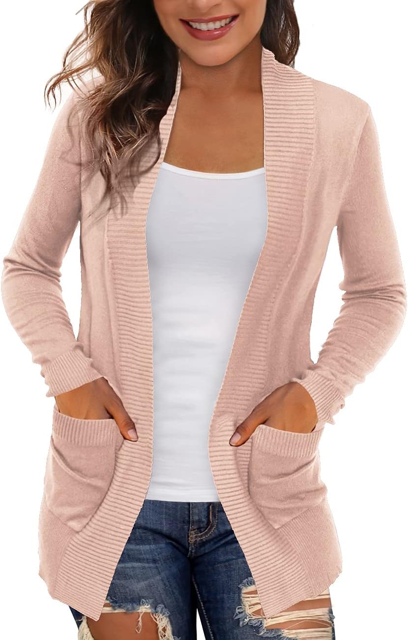 REDHOTYPE Women's Lightweight Open Front Cardigan with Pockets