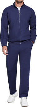 Mens Full Zip 2-Piece Tracksuit - Casual Jogging Sweatsuit Set