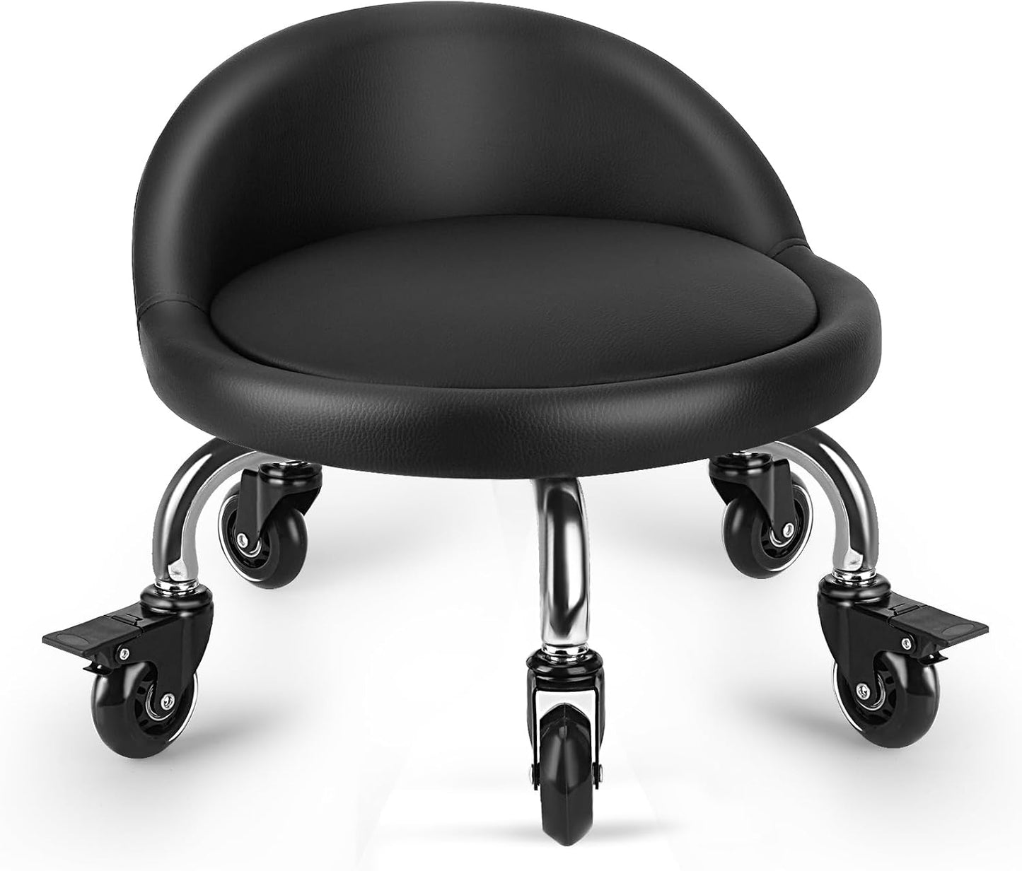 Ergonomic Low Height Rolling Stool with Backrest for Comfort