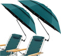 2 Pack 48.6 in Double Canopy Beach Umbrella with Clamp - Bigger Shade