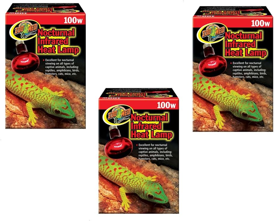 3-Pack Zoo Med Infrared Heat Lamps - Illuminate Your Nocturnal Pets!