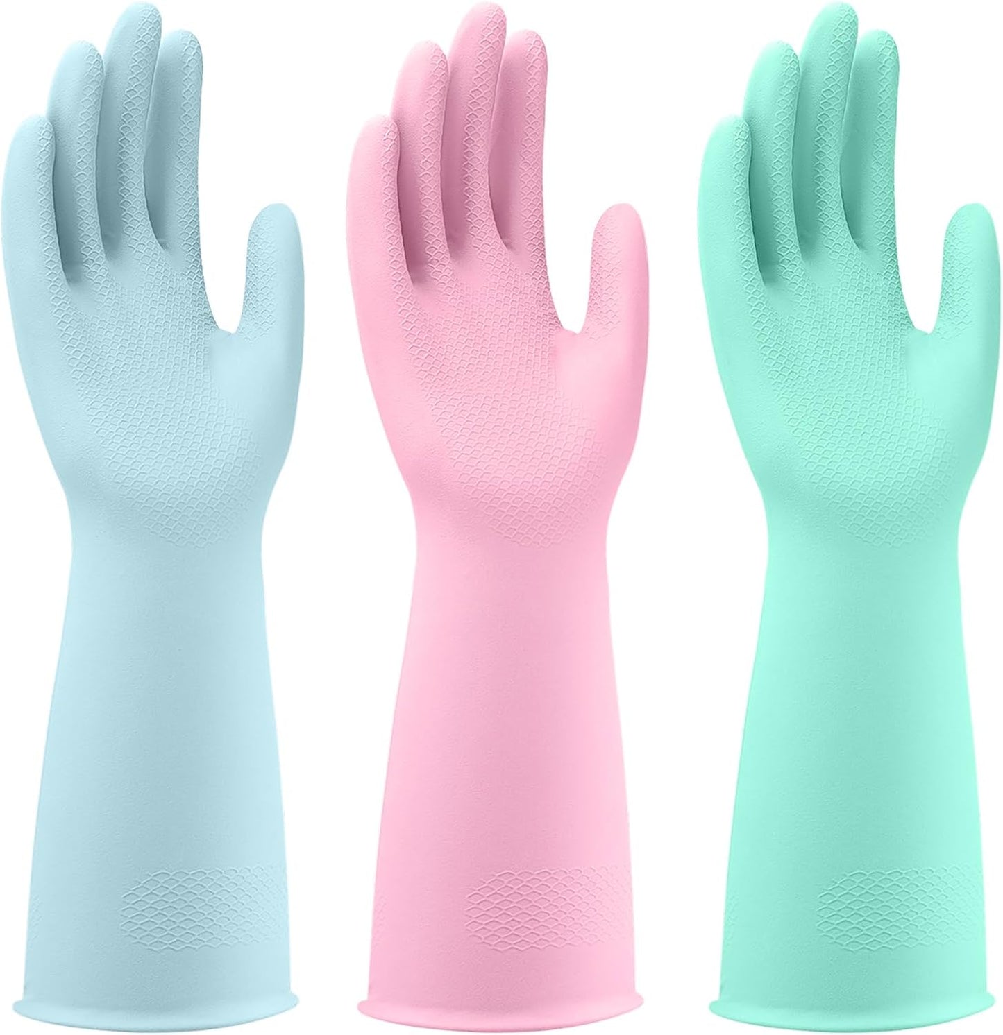Reusable Rubber Cleaning Gloves - 6 Pairs for Household Dishwashing
