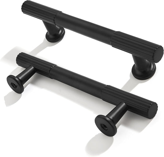 10-Pack 3-3/4 Inch Hole Center Matte Black Cabinet Pulls