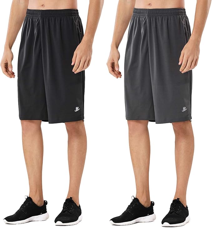 DEVOROPA Men's Athletic Basketball Shorts with Zipper Pockets