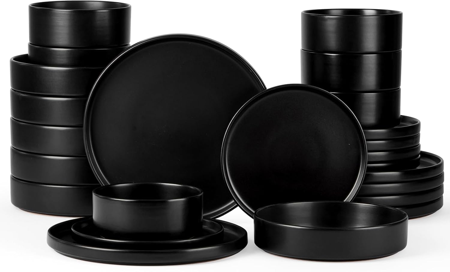 Onader 24 Piece Stoneware Dinnerware Set for 6 - Ebony Black