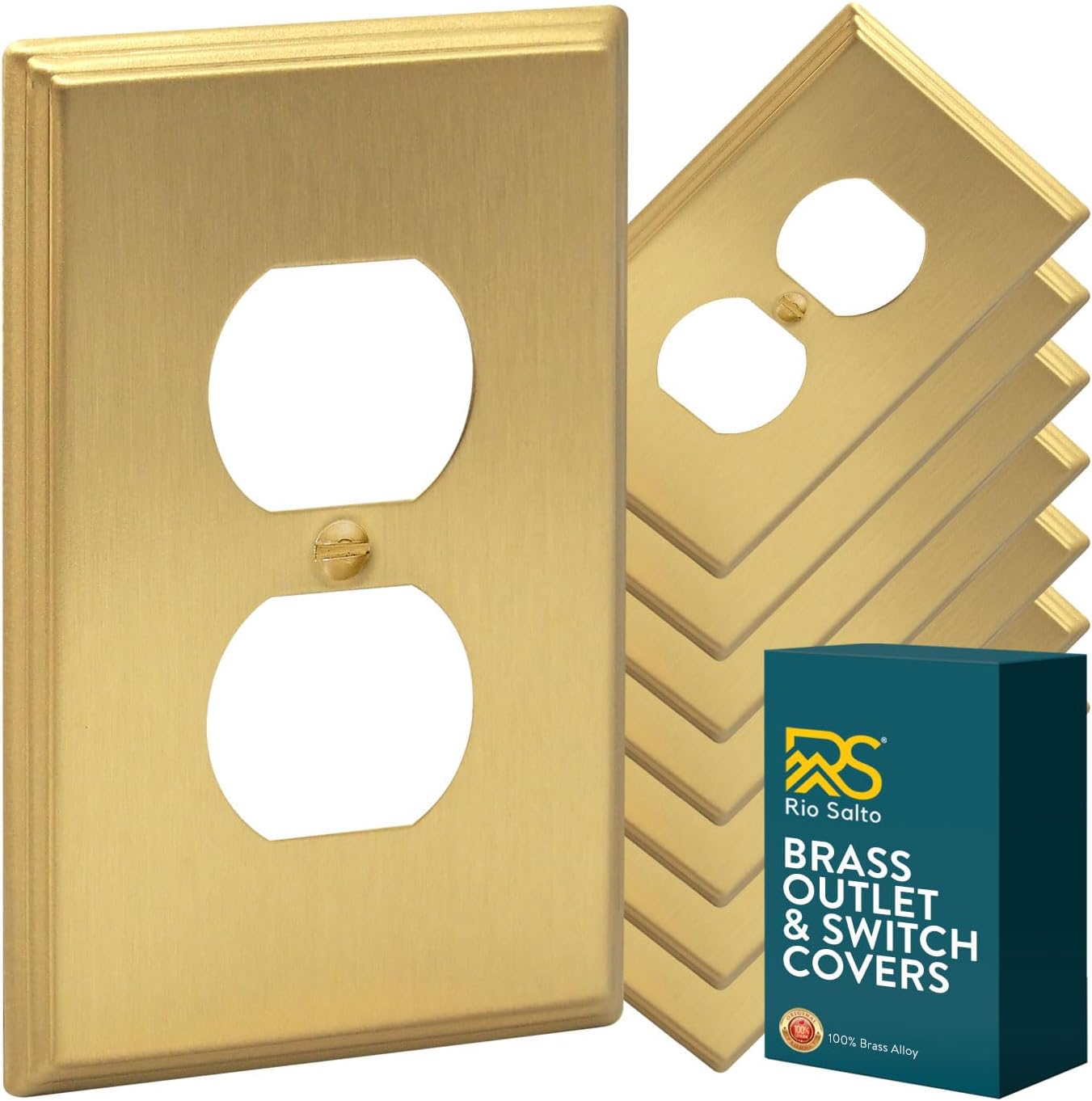 Gold Brass Outlet Covers - Elegant 8 Pack Wall Plates for Home